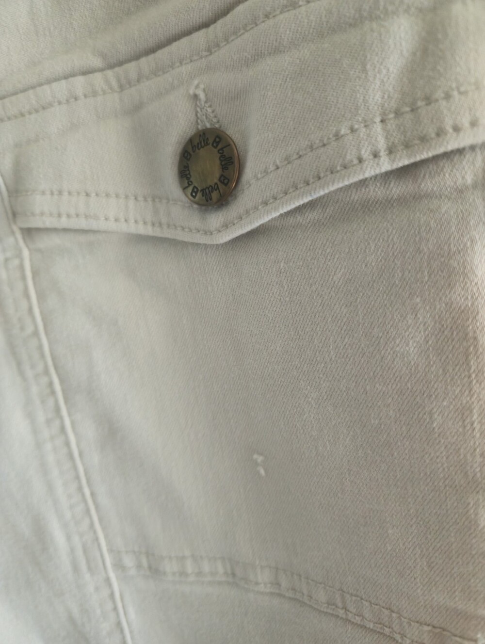 Belle by Kim Gravel Cream Women's Casual Stretch Jeans - Picture 7 of 14